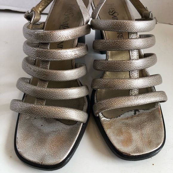 Gorg! YSL Yves Saint Laurent strappy block high heel shoes - Picture 5 of 16